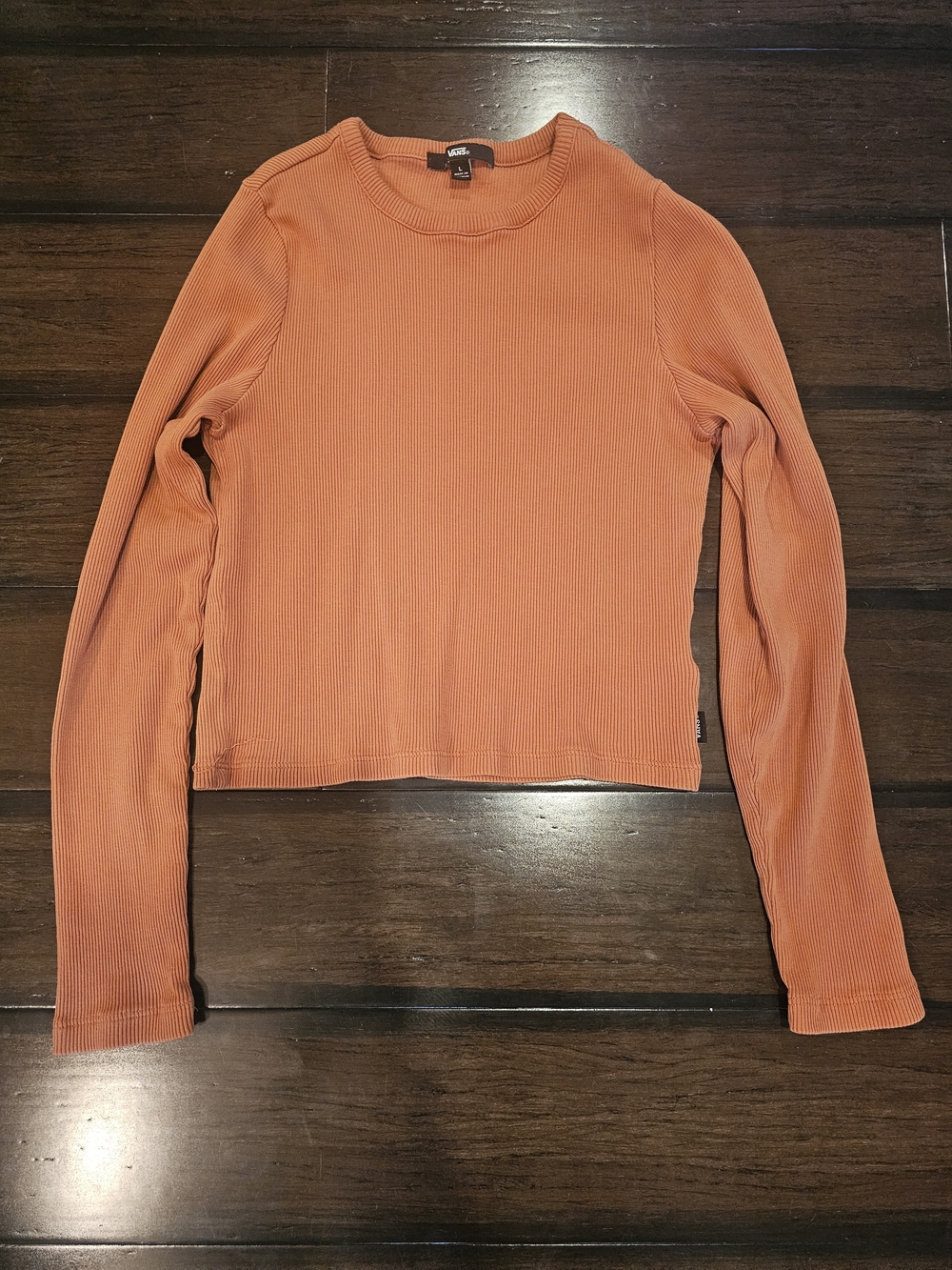 Vans Girls' Long-Sleeve Ribbed Top in Burnt Orange